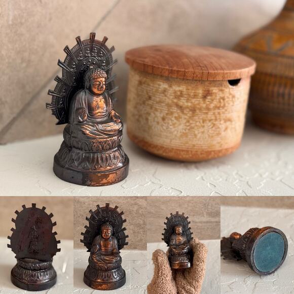 Retro Japanese Knickknack Set of 6: Kewpie, Wooden Kabuki Tag, Buddha and More - Picture 5 of 9